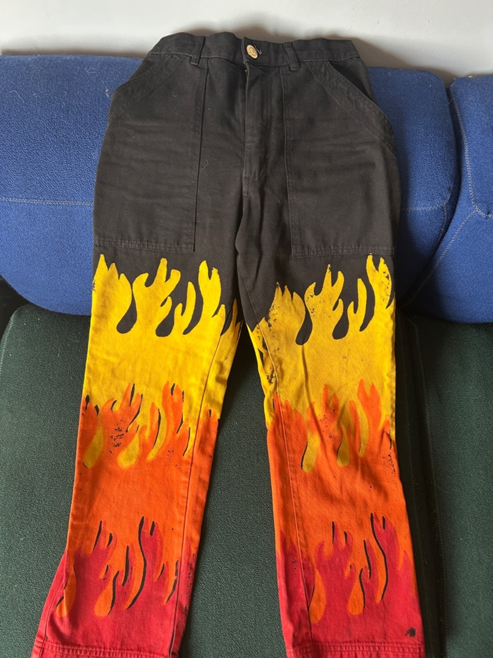 Big Bud Press Sold Out Flame Print Black Work Pants